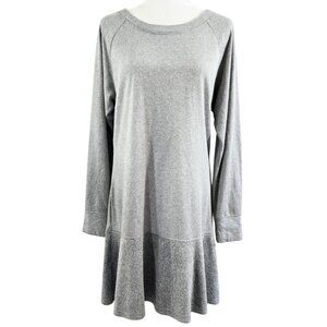 Cabi 3459 Grey Flashdance Sweater Dress Cozy Soft Fleece Flounce Hem